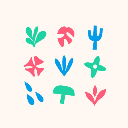 Cute floral art vector in playful colors. With its lively color palette and charming floral compositions, our artwork brings a burst of energy and cheerfulness to your projects.のイラスト素材