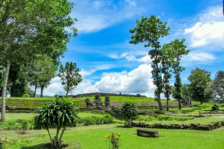 Ruins of the heritage Ratu Boko Palace near jogjakarta indonesiaの素材
