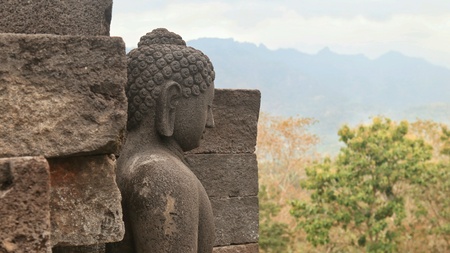 Inside the Borobudur temple Indonesiaの素材