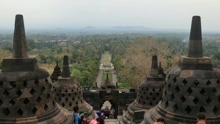 Inside the Borobudur temple Indonesiaの素材