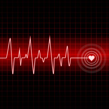 Heart rate cardiogram uses red and black with white and red linesのイラスト素材