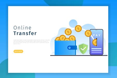 Online transfer concept landing page illustration. Online transfer design concepts with security can be used for websites, landing pages, UI, mobile applications, posters, bannerのイラスト素材
