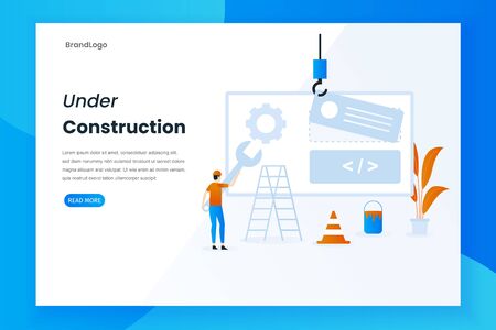 Modern flat design under construction landing page. Under construction it can be used for websites, landing pages, UIs, mobile applications, posters, bannersのイラスト素材