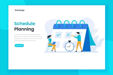 Planning schedule or time management landing page concept. Modern flat design for websites, landing pages, mobile applications, posters and bannersのイラスト素材