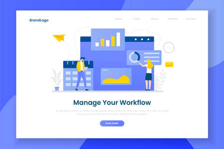 Flat design manage your workflow landing page concept. Illustration for websites, landing pages, mobile applications, posters and banners.のイラスト素材
