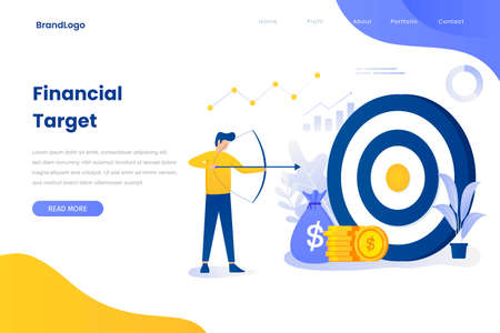 Financial target illustration concept landing page. Illustration for websites, landing pages, mobile applications, posters and banners.のイラスト素材