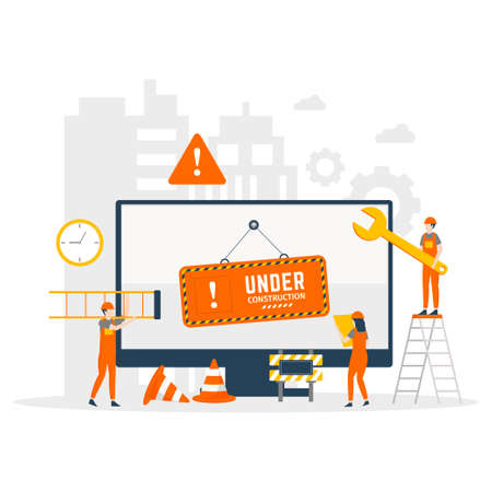 Flat design under construction concept. Illustration for websites, landing pages, mobile applications, posters and bannersのイラスト素材