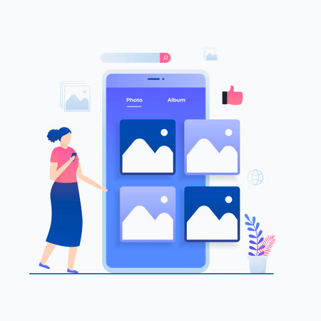 Mobile gallery illustration concept. Illustration for websites, landing pages, mobile applications,...