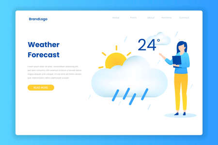 Flat design concept of weather forecast concept. Illustration for websites, landing pages, mobile applications, posters and bannersのイラスト素材