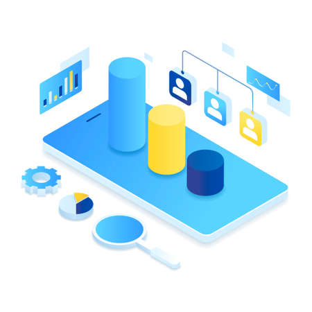 Customer relationship management isometric illustration concept. Illustration for websites, landing pages, mobile applications, posters and bannersのイラスト素材