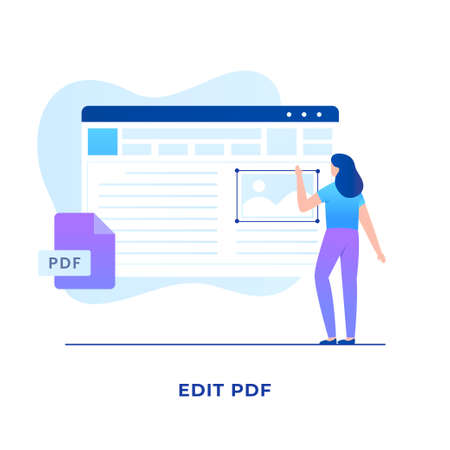 Flat illustration PDF edit fIle concept. Illustration for websites, landing pages, mobile applications, posters and bannersのイラスト素材