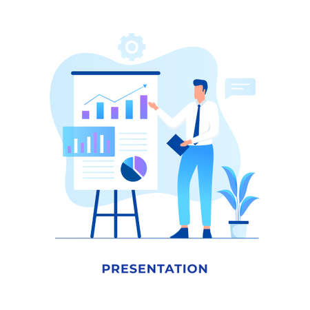 Business presentation illustration concept. Illustration for websites, landing pages, mobile applications, posters and bannersのイラスト素材