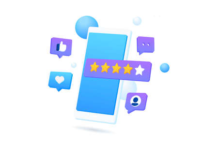 Positive feedback 3d illustration concept design. Illustration for websites, landing pages, mobile applications, posters and banners.のイラスト素材