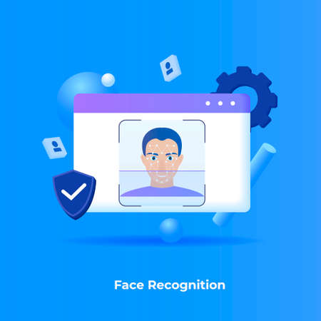 Face recognition illustration concept. Illustration for websites, landing pages, mobile applications, posters and banners.のイラスト素材