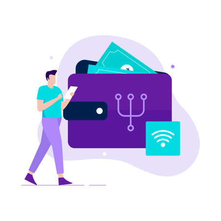 Smart digital wallet illustration design concept. Illustrations for websites, landing pages, mobile applications, posters and bannersのイラスト素材