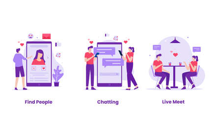 Online dating illustration design set. Illustration for websites, landing pages, mobile...