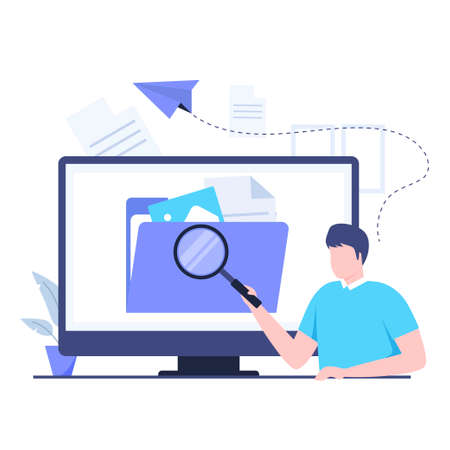 File search illustration design concept. Illustration for websites, landing pages, mobile applications, posters and bannersのイラスト素材