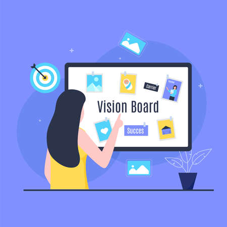 Vision board business illustration design concept. Illustration for websites, landing pages, mobile applications, posters and bannersのイラスト素材