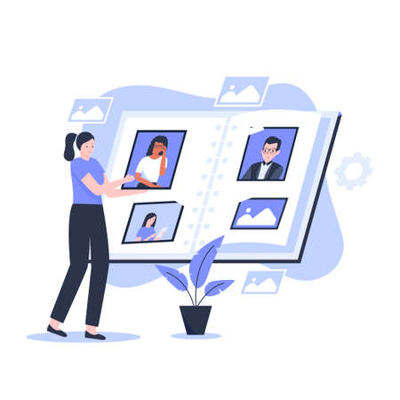 Photo album illustration design concept. Illustration for websites, landing pages, mobile applications, posters and bannersのイラスト素材