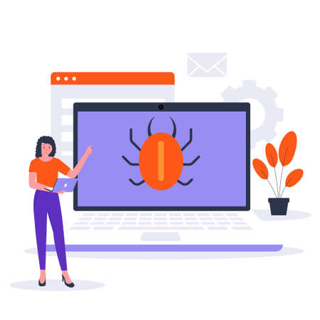 Flat design of malware illustration concept. Illustration for websites, landing pages, mobile applications, posters and bannersのイラスト素材