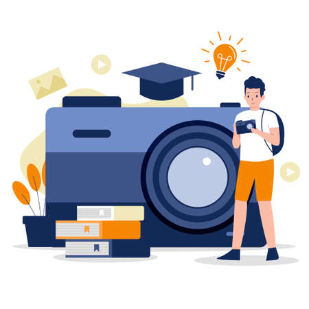 Photography courses or class illustration design concept. Illustration for websites, landing pages,...
