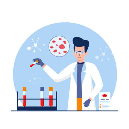 Flat design of blood test for medical and healthcare. Illustration for websites, landing pages, mobile applications, posters and banners. Trendy flat vector illustrationのイラスト素材