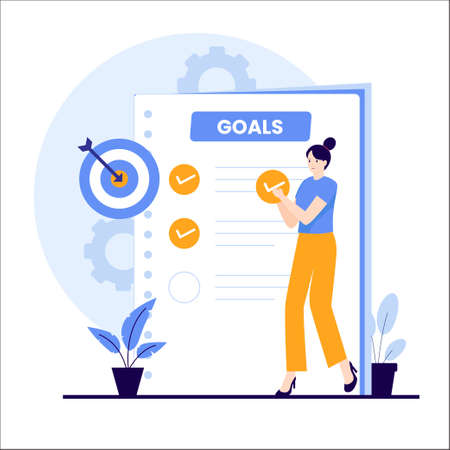 Flat design of personal goals concept. Illustration for websites, landing pages, mobile applications, posters and banners. Trendy flat vector illustrationのイラスト素材