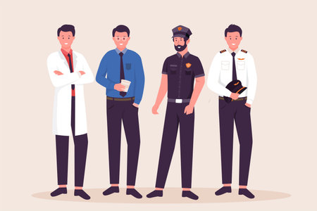 Flat design of men profession collection. Illustration for website, landing page, mobile app, poster and banner. Trendy flat vector illustrationのイラスト素材