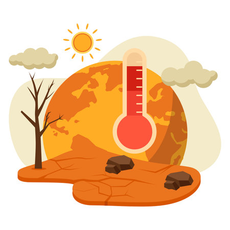 Vector concept of global warming. Illustration for website, landing page, mobile app, poster and banner. Trendy flat vector illustrationのイラスト素材