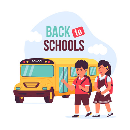 Vector of hand drawn children back to school. Flat vector illustration isolated on white backgroundのイラスト素材