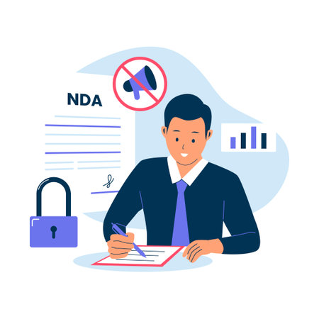 Non-disclosure agreement contract concept. Vector flat illustrationのイラスト素材