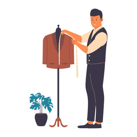 Tailor man illustration concept. Vector flat illustrationのイラスト素材