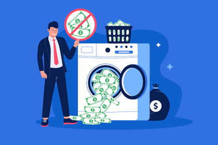 Anti money laundering concept. Vector flat illustrationのイラスト素材