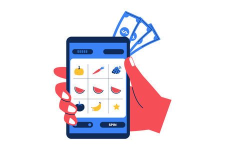 Online slot game concept illustration. Illustration for websites, landing pages, mobile apps, posters and banners.のイラスト素材