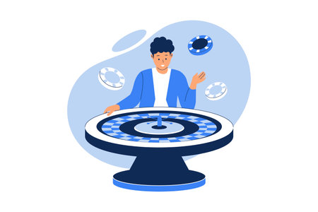 People playing roulette game concept illustration. Illustration for websites, landing pages, mobile apps, posters and bannersのイラスト素材