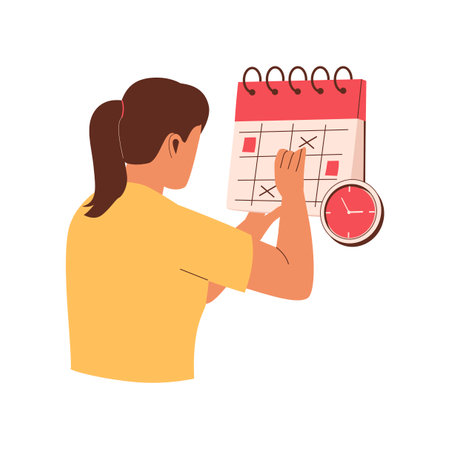 Schedule appointment in calendar. Illustration for websites, landing pages, mobile applications, posters and banners. Trendy flat vector illustrationのイラスト素材
