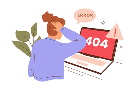 Woman confused error 404 concept. Illustrations for websites, landing pages, mobile applications, posters and banners. Trendy flat vector illustrationのイラスト素材