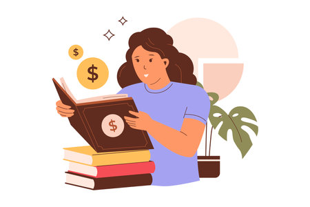 Financial literacy illustration concept. Illustrations for websites, landing pages, mobile applications, posters and banners. Trendy flat vector illustrationのイラスト素材