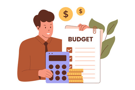 Financial budget planning illustration concept. Illustrations for websites, landing pages, mobile applications, posters and banners. Trendy flat vector illustrationのイラスト素材