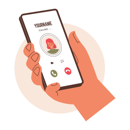 Illustration of Incoming call on smartphone. Illustrations for websites, landing pages, mobile apps, posters and banners. Trendy flat vector illustrationsのイラスト素材