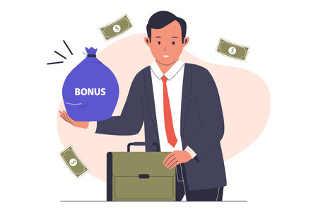 Employee bonus performance vector illustration. Illustration for website, landing page, mobile app, poster and banner. Trendy flat vector illustrationのイラスト素材