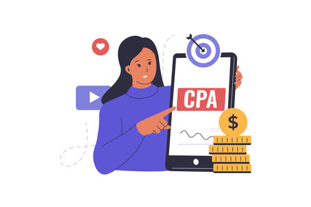 Cost per acquisition social media marketing concept. Illustrations for websites, landing pages, mobile apps, posters and banners.のイラスト素材