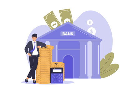 Bank Loan Illustration. Financial Lending, Credit Approval Concept. Illustrations for websites, landing pages, mobile apps, postersのイラスト素材