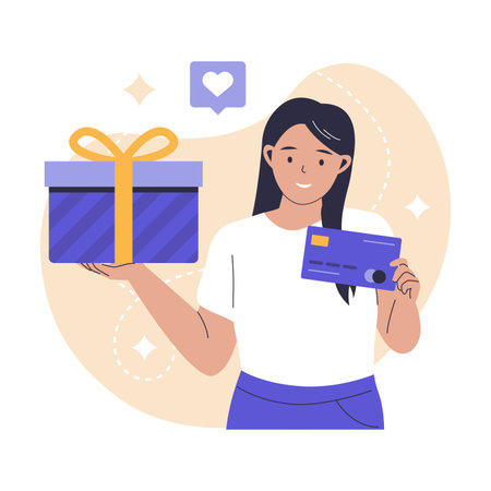 Credit Card Reward Illustration. Cashback, Points, and Loyalty Benefits. Illustration for websites, landing pages, mobile apps, posters and banners.のイラスト素材
