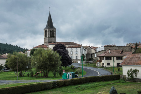 The church in the village of Melnik on a cloudy day.の写真素材
