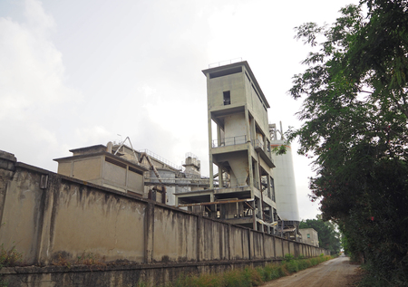 old crack up abandoned cement plant  - factory in south italyの写真素材