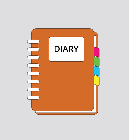 diary book  icon simple flat orange color vector illustration with editable textのイラスト素材