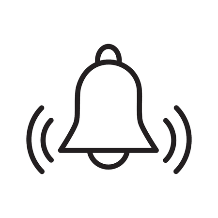 Simple flat black outline vector icon alarm bell ringing reminder conceptのイラスト素材