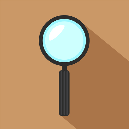 Magnifier icon, hand magnifying glass color vector illustration in simple flat design, search concept.のイラスト素材