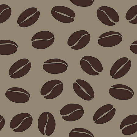 Brown coffee beans on beige background vector seamless patternのイラスト素材
